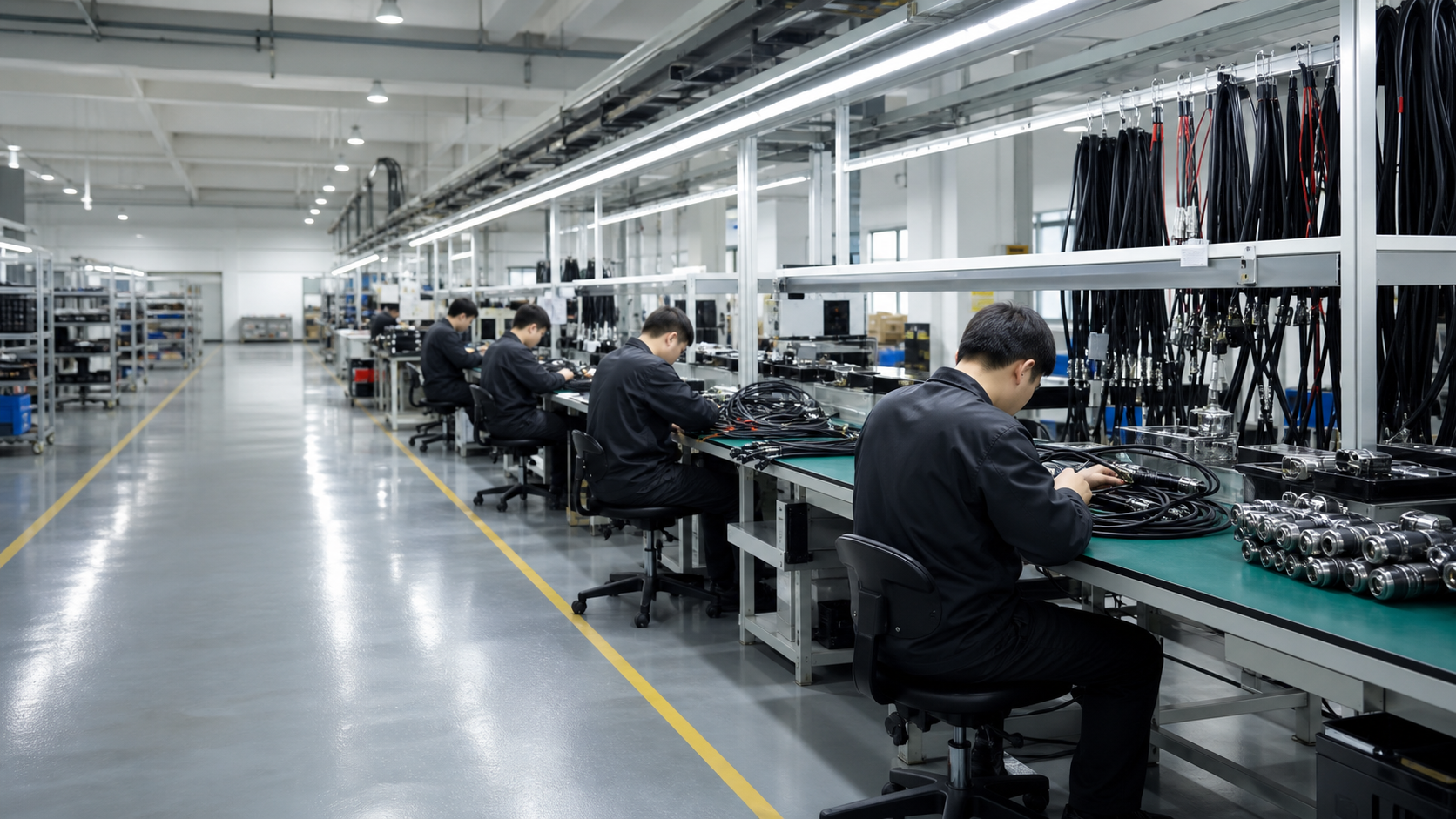 Two production lines assembling cable products